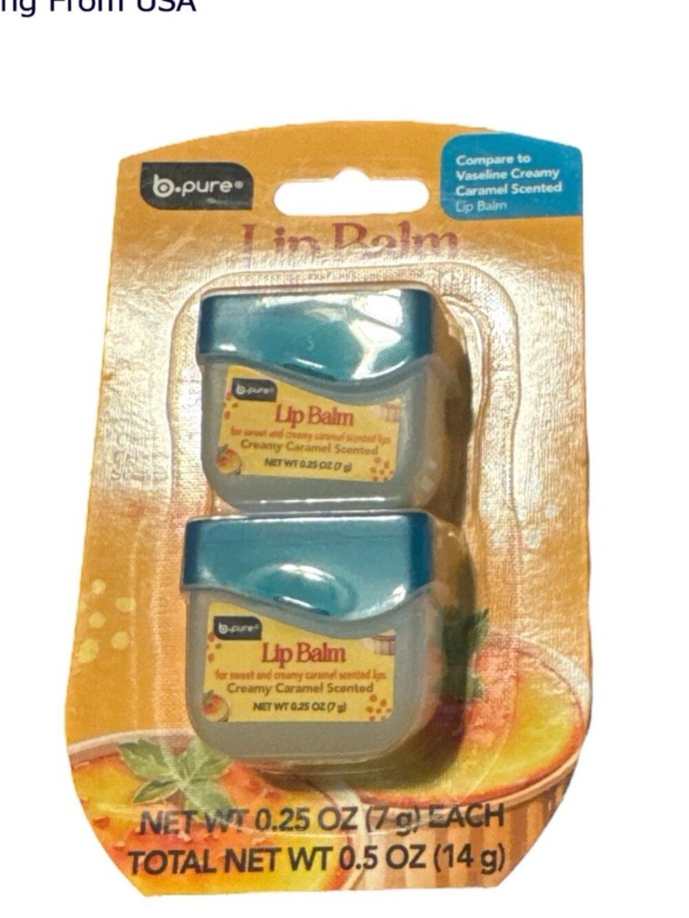 B Pure Creamy Caramel Scented Lip Balm 2 Pack